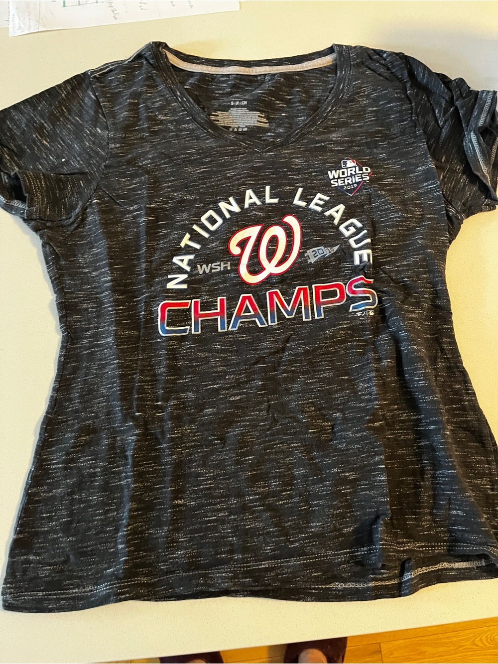 Women's Black Nationals 'National League Champs' Tee from 2019 World Series